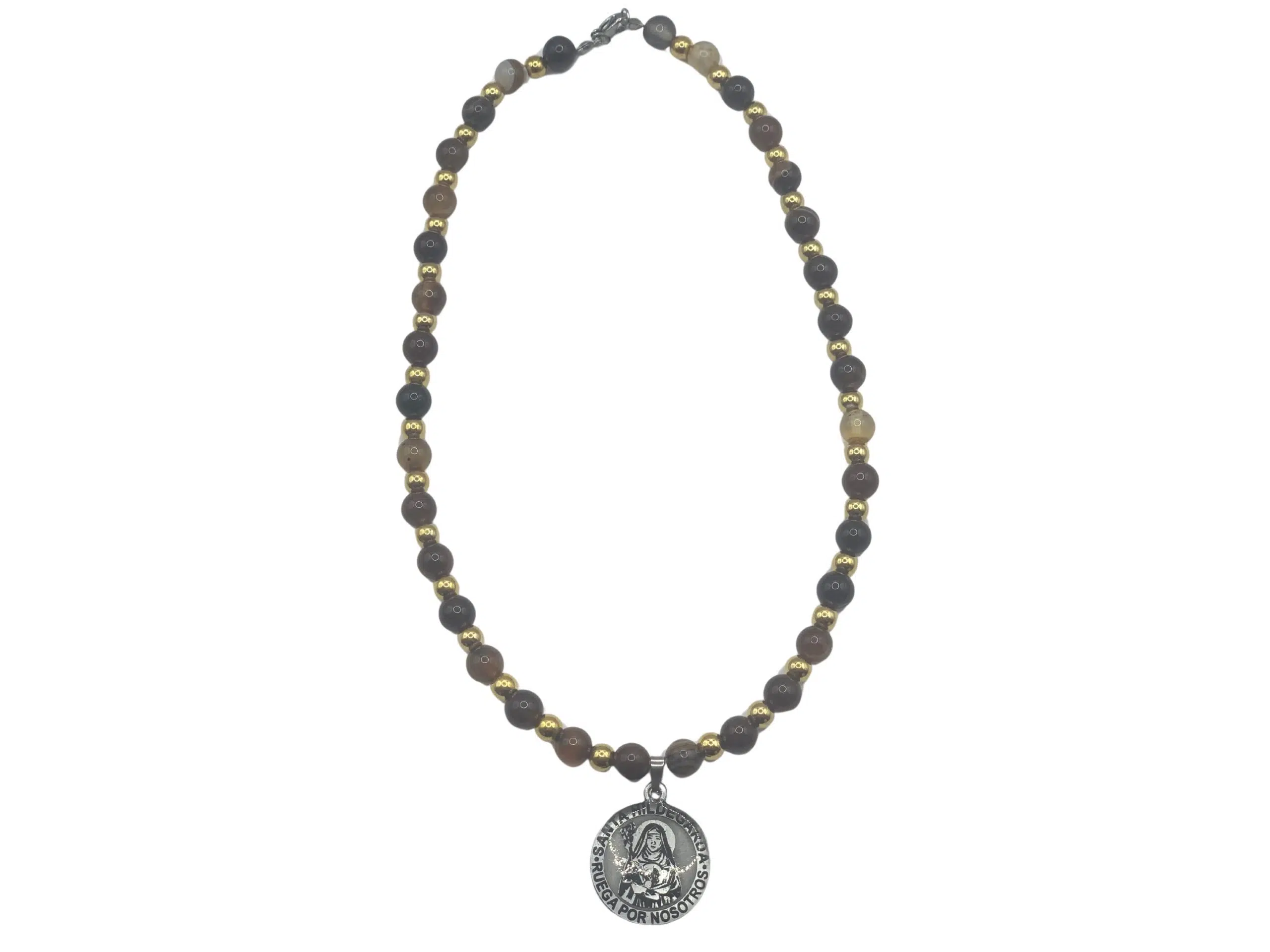 Collar de ágata natural de 10 mm con cuentas pulidas – Joya espiritual y terapéutica según Santa Hildegarda