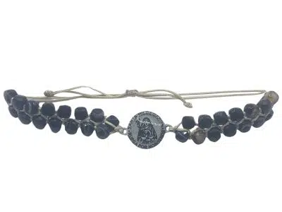 Pulsera de sardónice 6 mm con bandas marrones y blancas