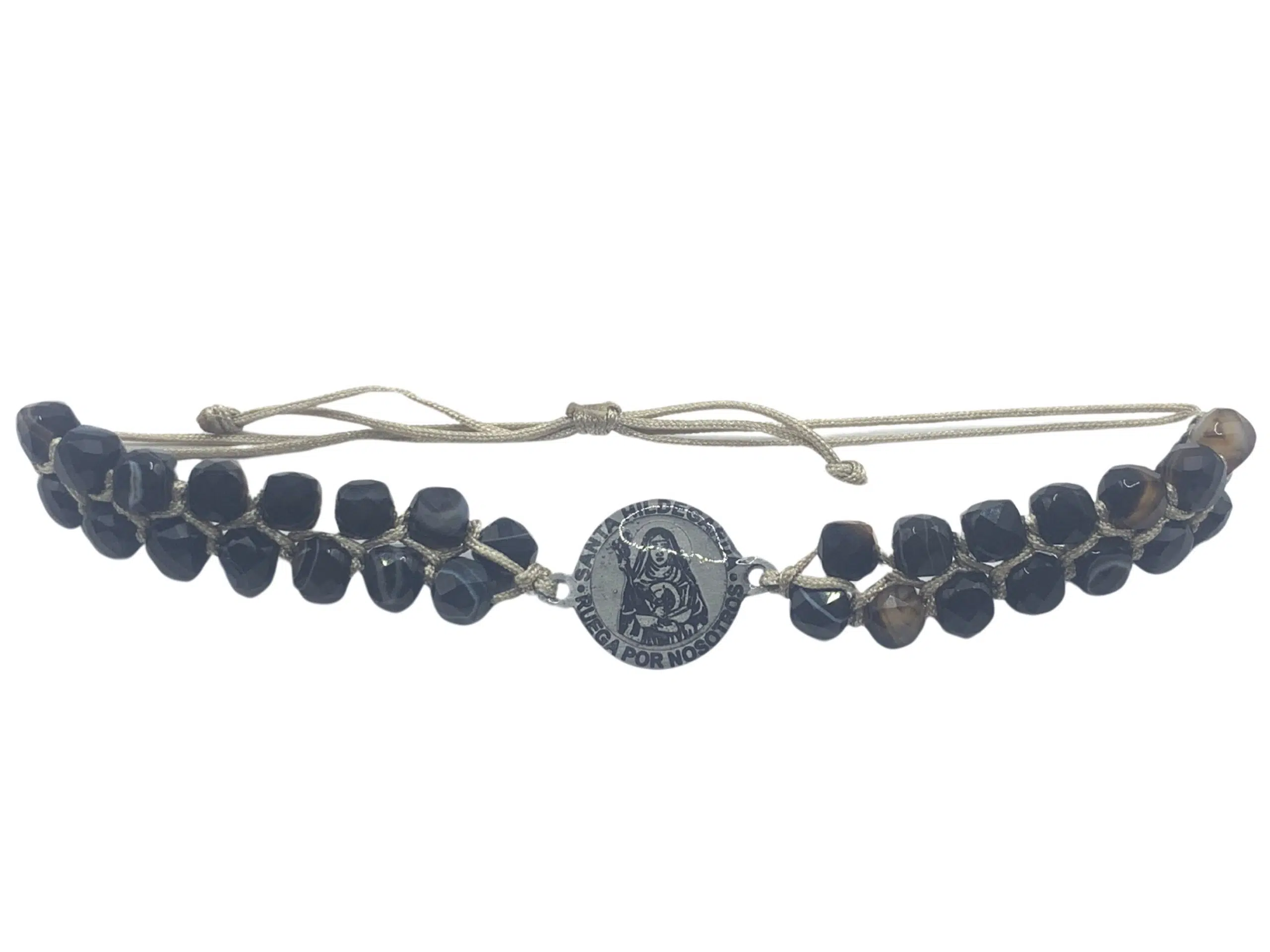 Pulsera de sardónice 6 mm con bandas marrones y blancas
