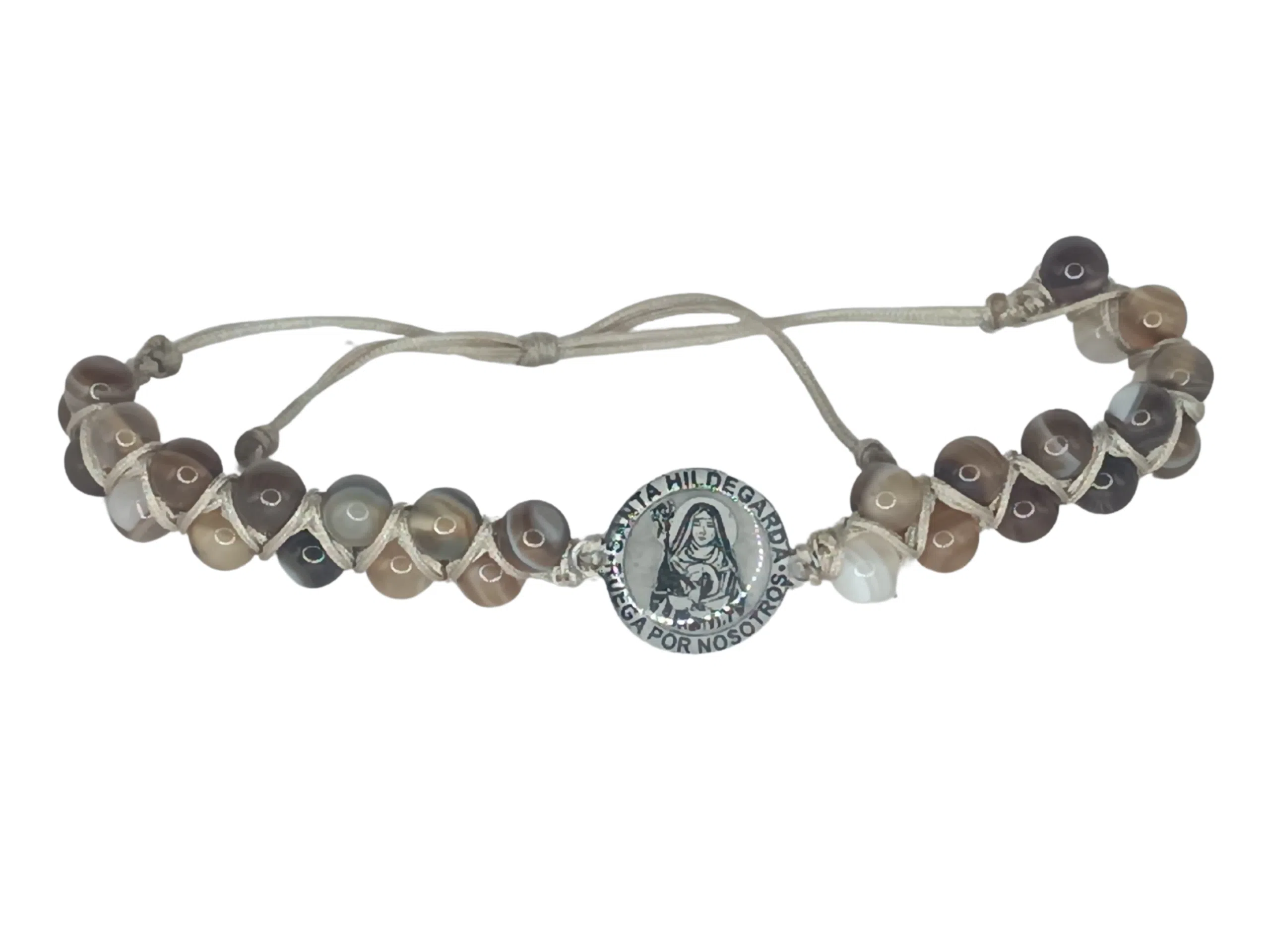 Pulsera de ágata natural recomendada por Santa Hildegarda para usos terapéuticos y espirituales.