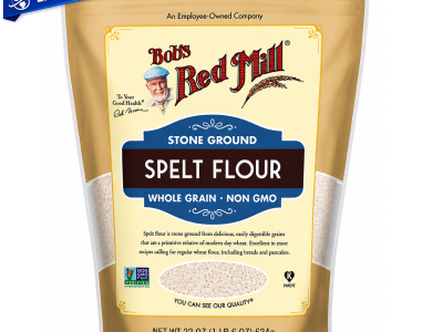 Harina de espelta integral Bob’s Red Mill 22 oz (624 g) en empaque resellable, molida en piedra, producto non-GMO ideal para panadería y repostería saludable.