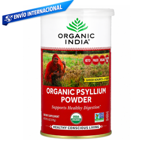 Psyllium orgánico en polvo, fibra soluble natural que favorece el tránsito intestinal y la salud digestiva.