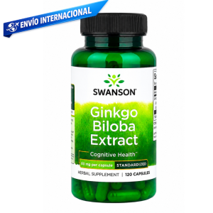 Ginkgo biloba en cápsulas Swanson 60 mg, suplemento natural para apoyar la memoria, la concentración y la circulación sanguínea.
