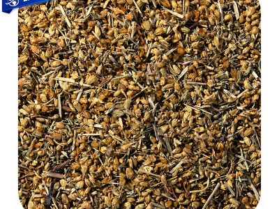Flor de milenrama orgánica seca cortada y tamizada en presentación a granel, ideal para infusiones y uso herbal.