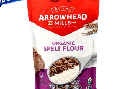 Harina de espelta orgánica integral Arrowhead Mills en bolsa de 22 oz, producto USDA Organic y sin OGM, ideal para hornear