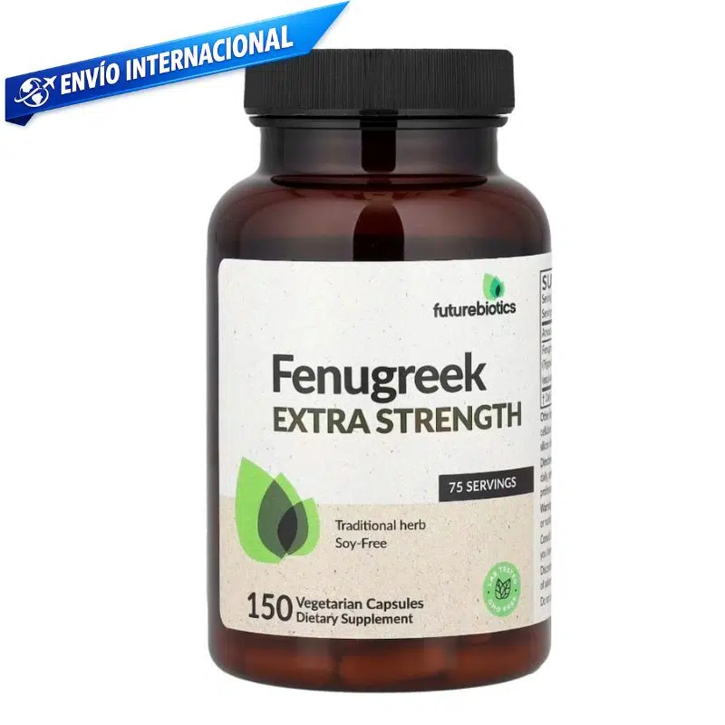 Fenogreco cápsulas Futurebiotics en envase con 150 cápsulas vegetales, suplemento natural de Trigonella foenum-graecum para apoyo digestivo y bienestar general.